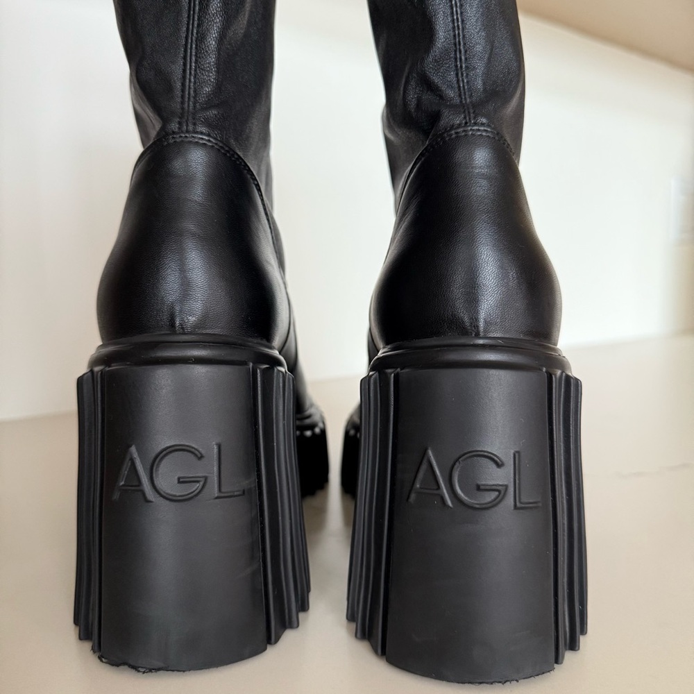 AGL Tiggy pull-on black stretch leather platform boots, 10 - Picture 13 of 17